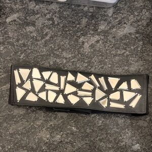 BCBG Black and Cream Geometric Pattern Belt